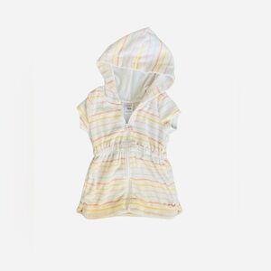 Carters Striped Hooded Terry Cloth Zip Up Bathing Suit Cover Up 12 Months